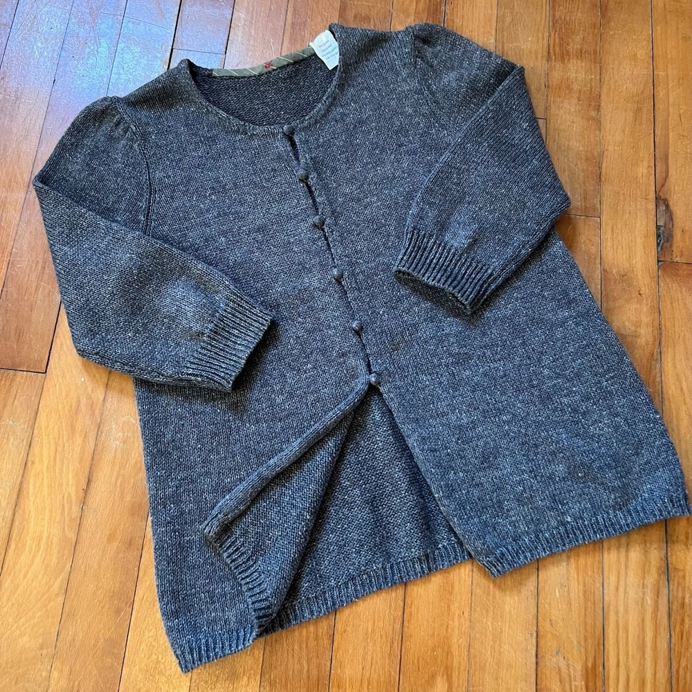 45R/45Rpm NYC Women's Size 2 handmade knit cardigan Linen yarn from Japan